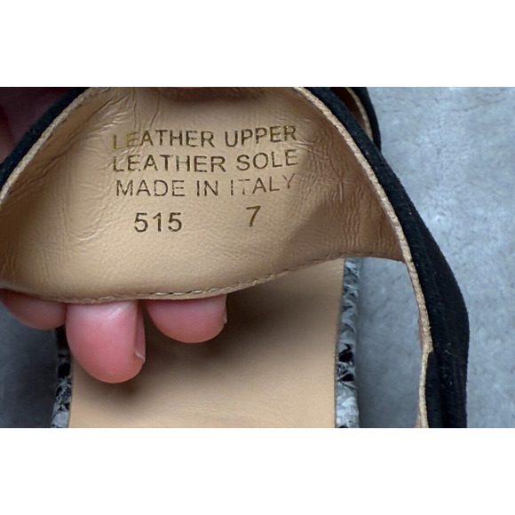 Avellini Black Suede Snake Print Block Heel Sandals Womens Size 7 Made In Italy - Picture 7 of 8